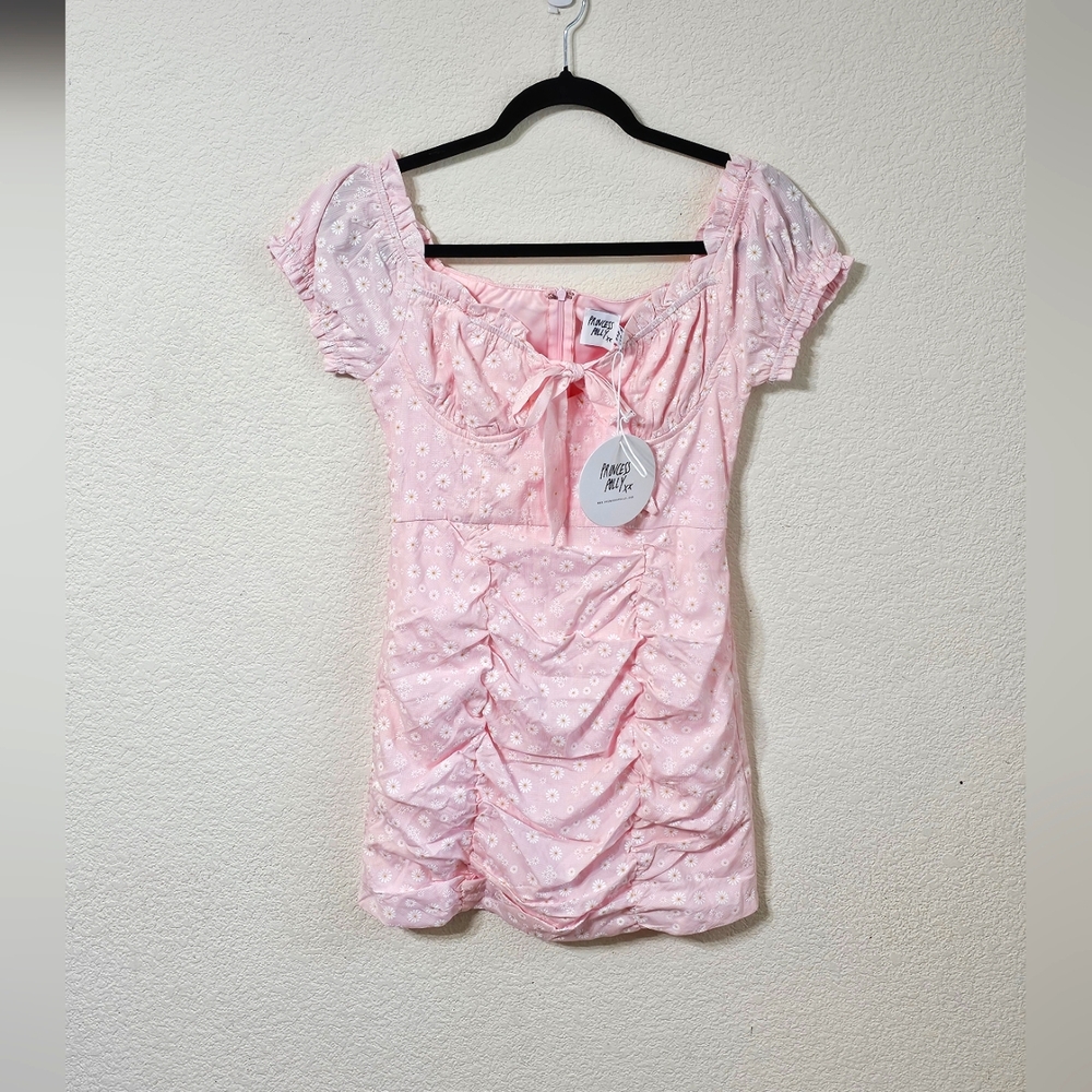 Princess Polly Dress Womens 6 Pink Floral Ruffle Short Sleeve Back To Paris Mini